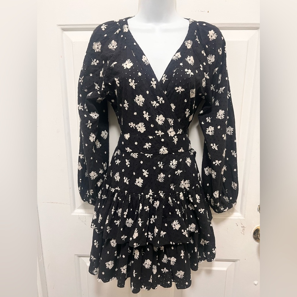Maia Bergman Floral Black Dress Size S